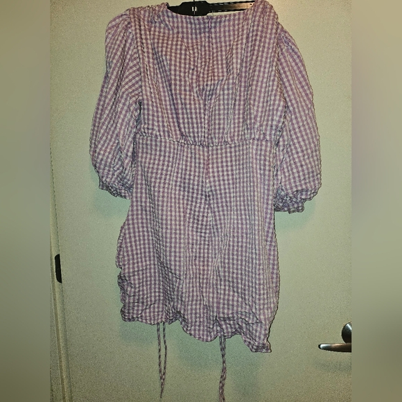Zara Mini Gingham Checkered Dress In Mauve - Picture 4 of 4